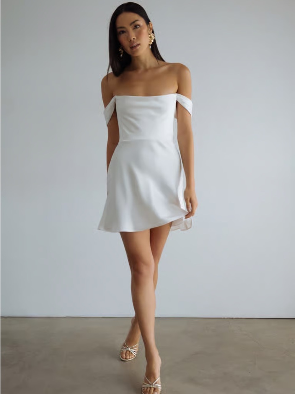 Jenny Yoo Eliza Mini Dress Off-Shoulder Ivory